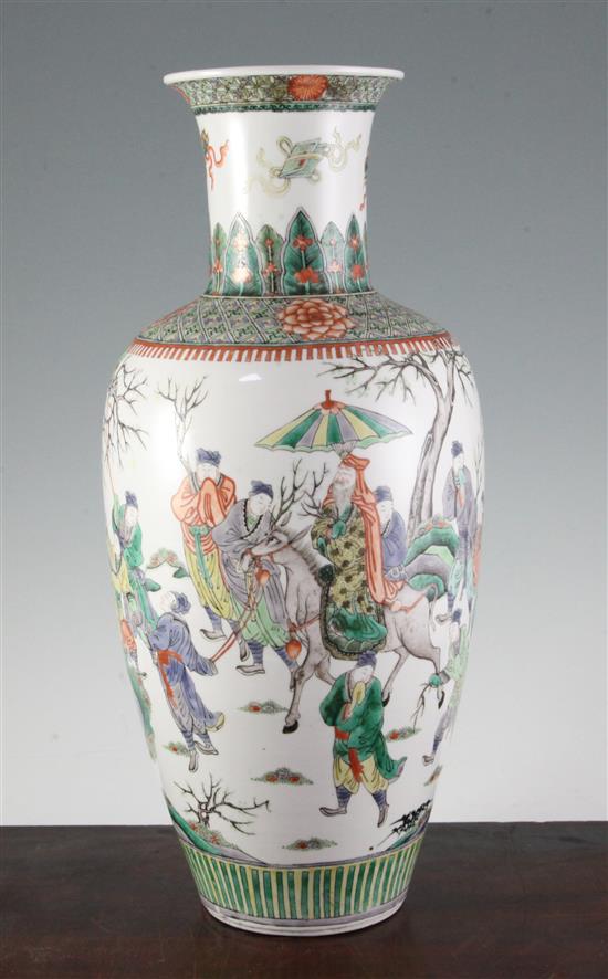 A large Chinese famille verte baluster vase, late 19th century, 46cm